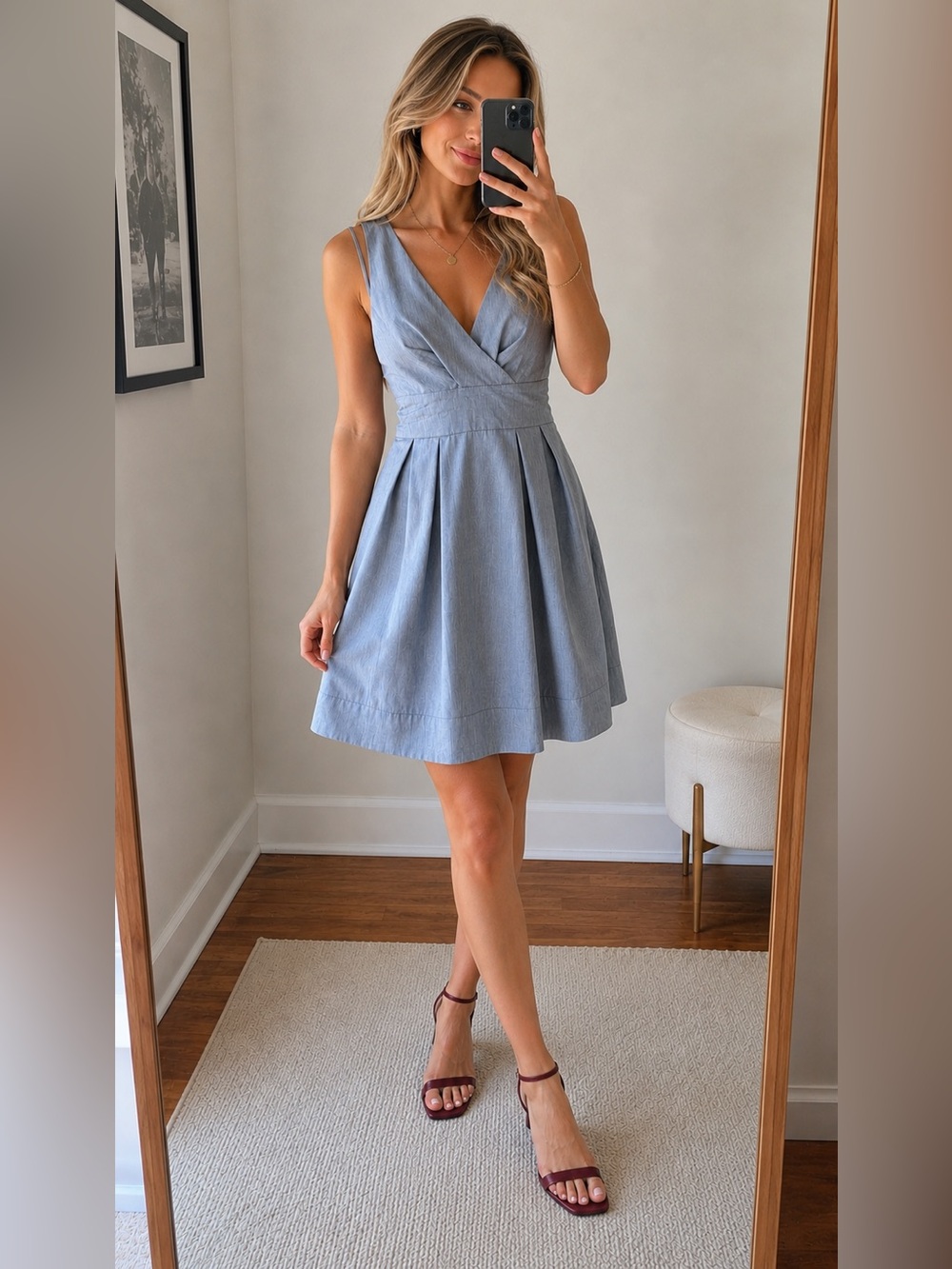 Tally Weijl Light Gray Fit & Flare Mini Dress | Adjustable Straps | Size XS